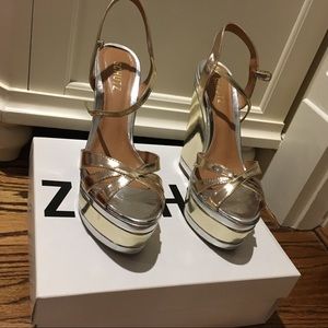 Schutz gold and silver shoes in size 10